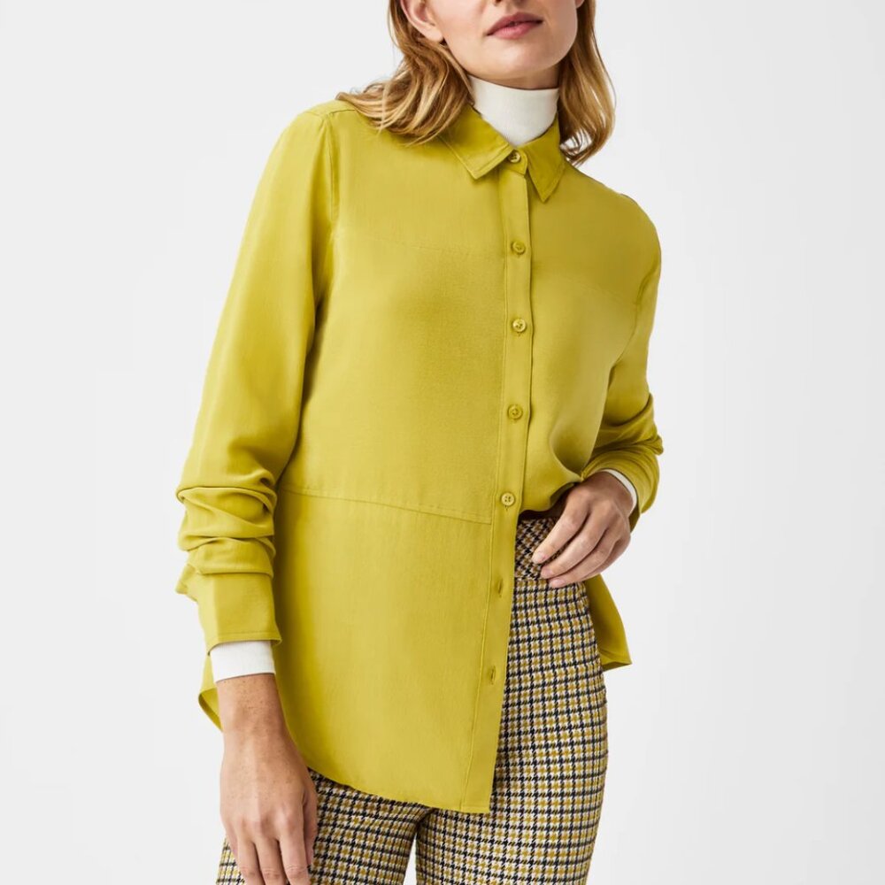 Spanx Silk Button Down Green "Dijon" NWT